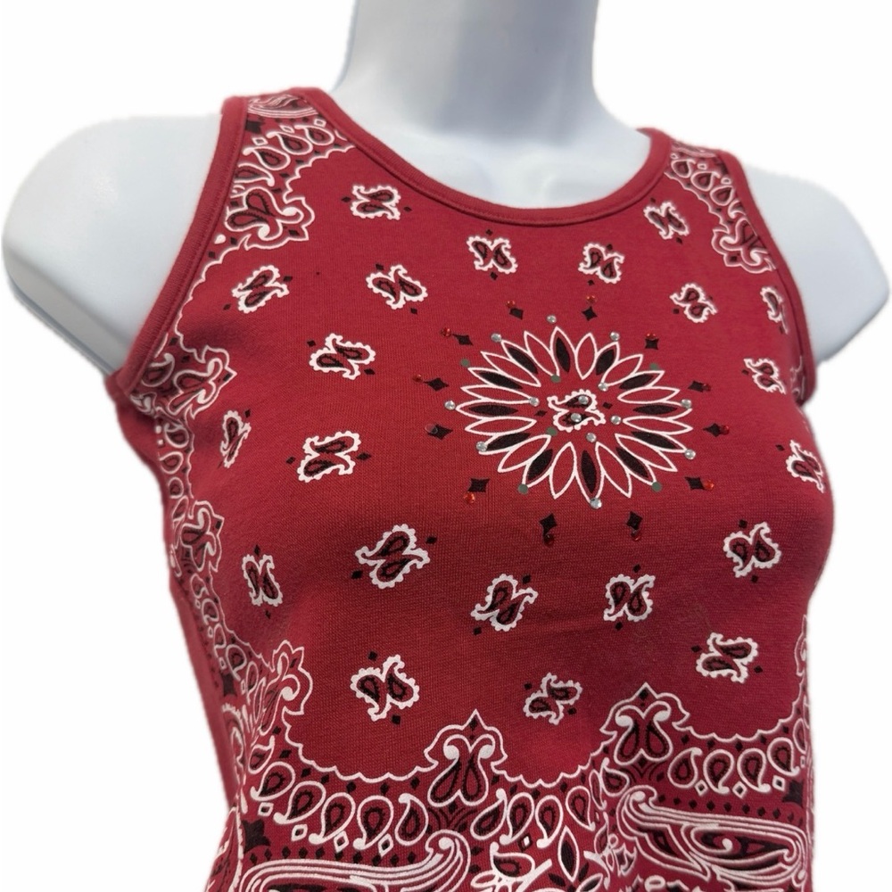 Red Paisley Women's Y2K Top